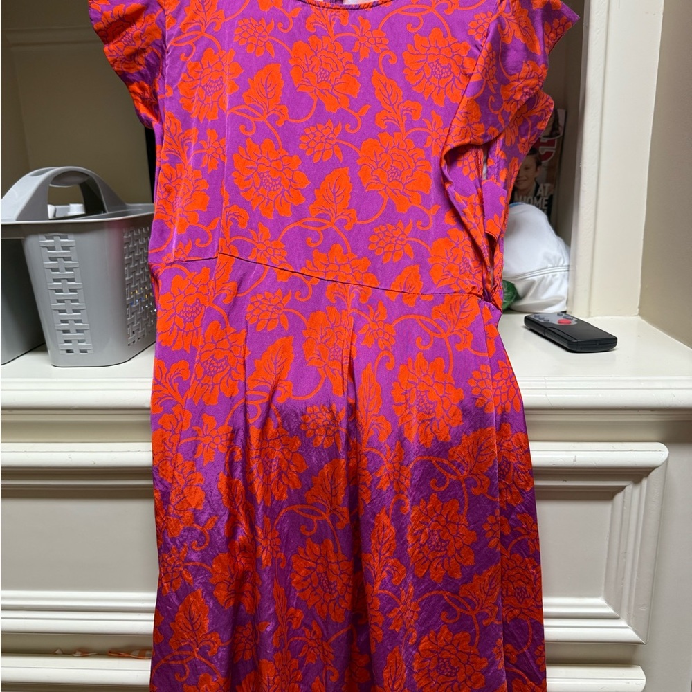 Vibrant Purple and Orange Floral Dress